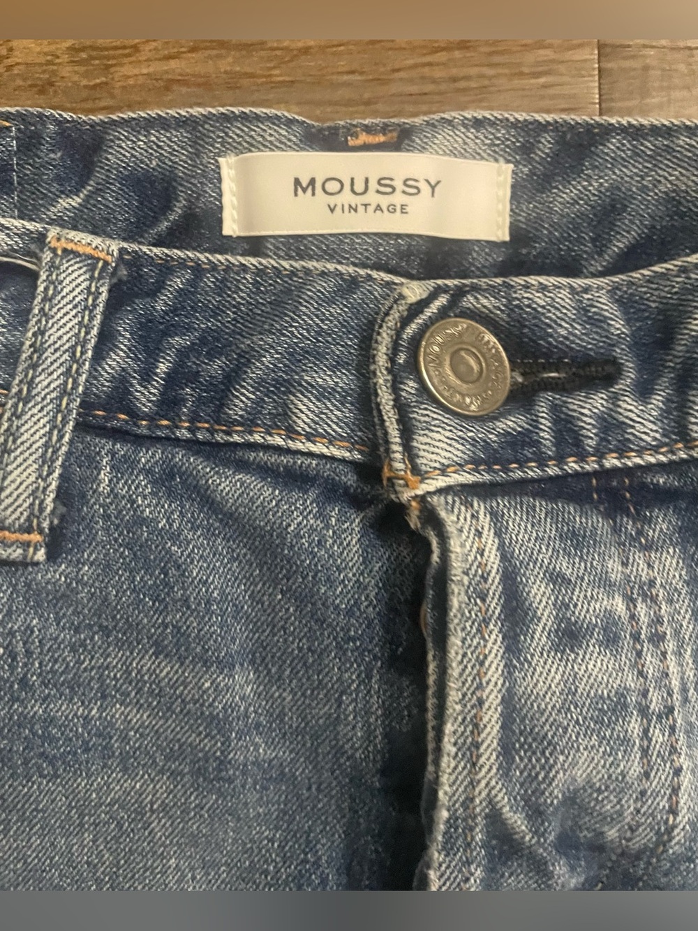 Moussy Vintage Jeans Women’s Size 25 Denim Distressed Blue Button Fly Straight - Picture 12 of 14